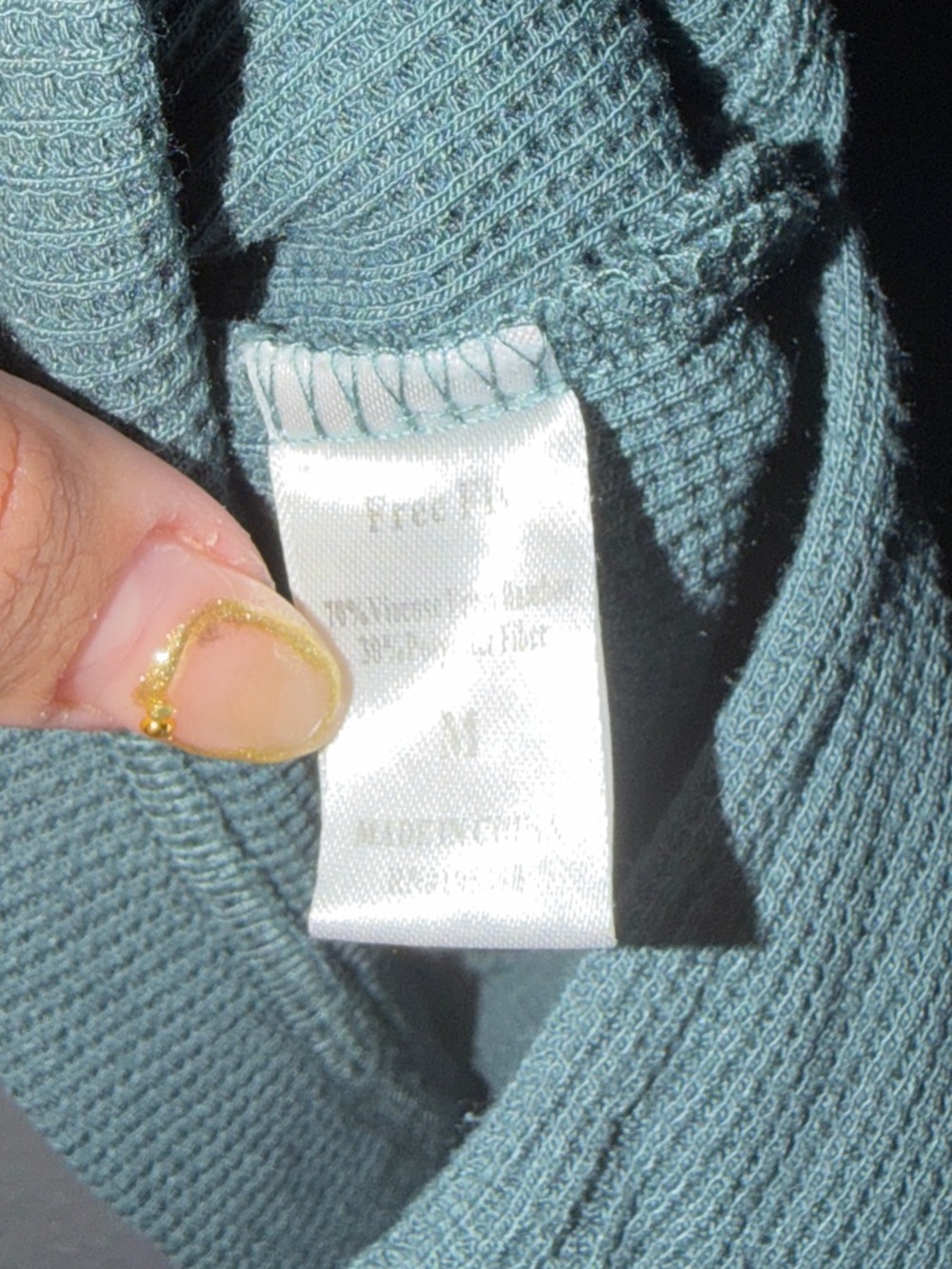 Free Fly Bamboo Waffle Hoodie in Green Size M - Picture 6 of 6